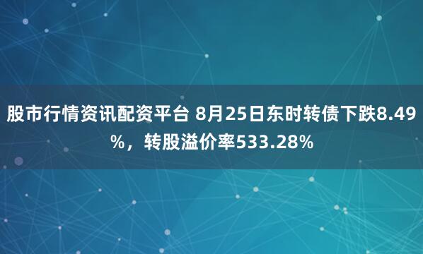 股市行情资讯配资平台 8月25日东时转债下跌8.49%，转股溢价率533.28%